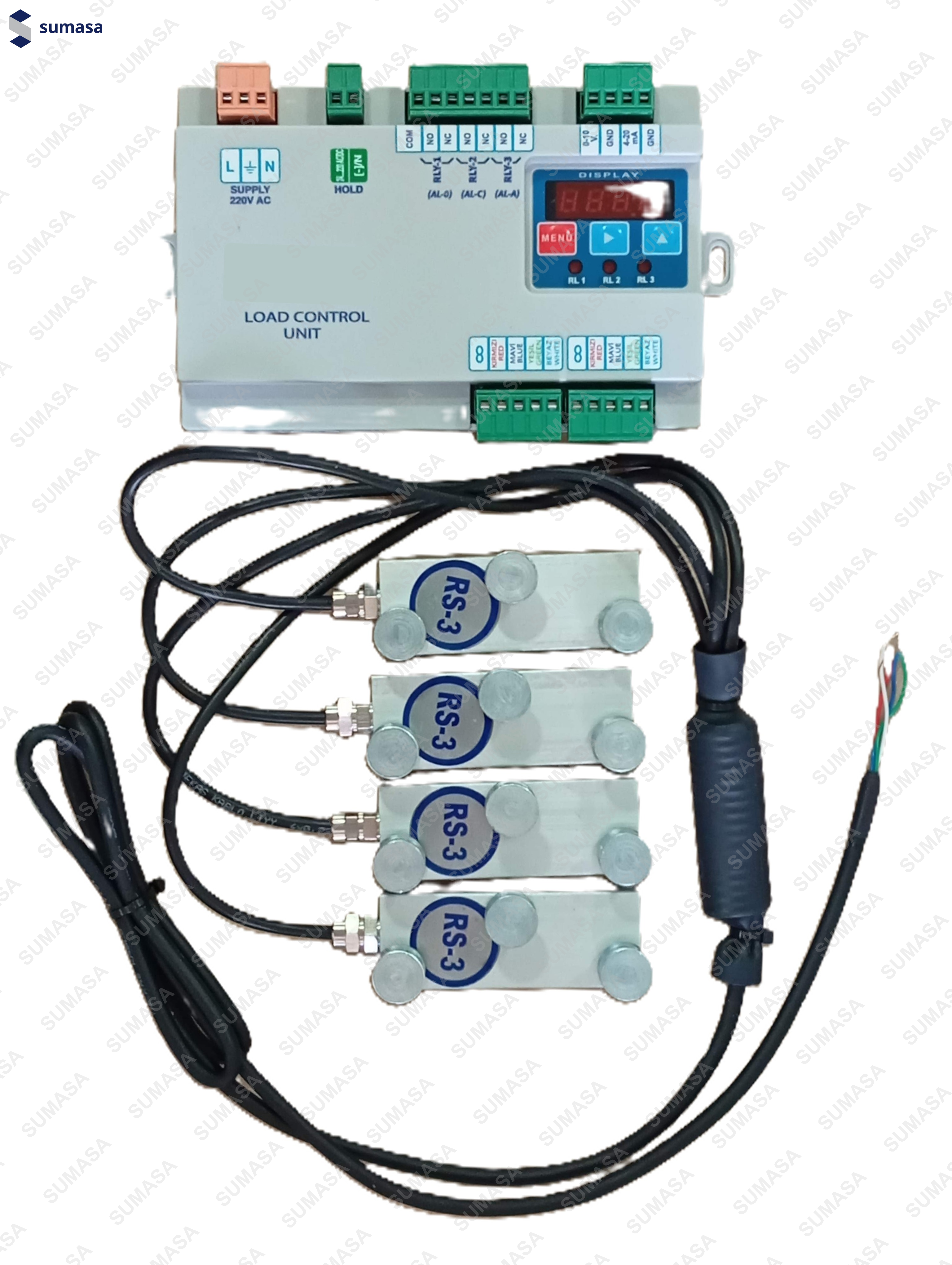 PESACARGAS RS 3 (4 SENSORES CABLES Ø8-9 mm) INCLUYE UNIDAD CONTROL 220VAC