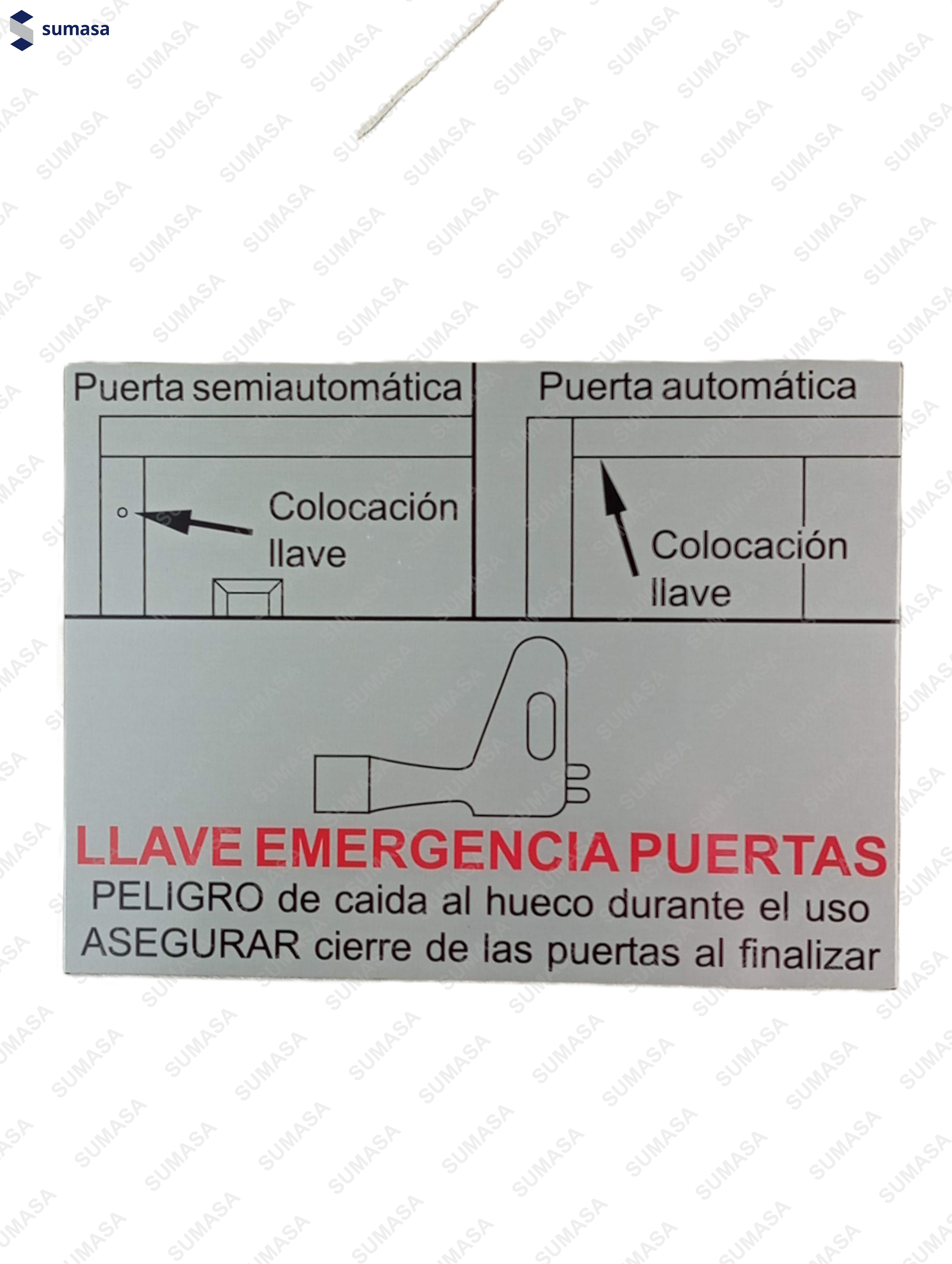 PLACA USO LLAVE EMERGENCIA PUERTAS